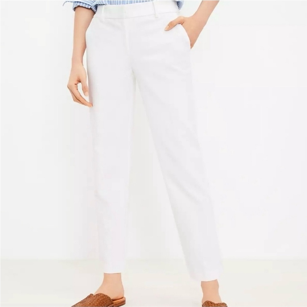 LOFT Riviera Curvy White Ankle Pants
